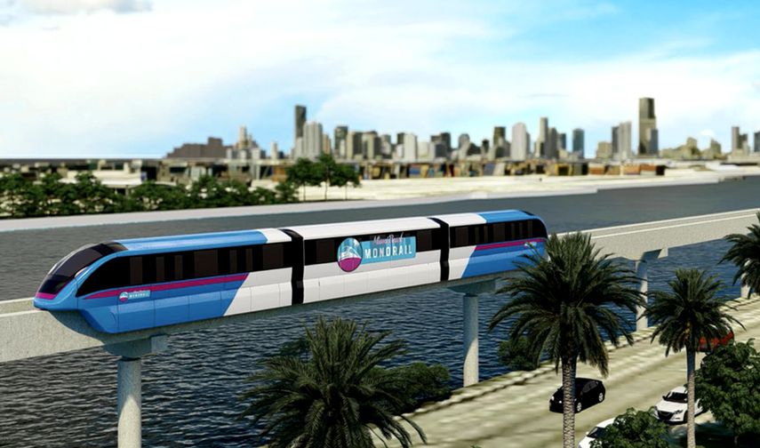 Ilustraci&oacute;n que recoge propuesta de monorrail entre Miami y Miami Beach.