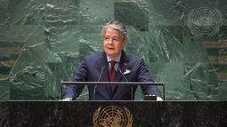 El presidente de Ecuador, Guillermo Lasso, durante su discurso ante la 78 Asamblea General de Naciones Unidas
