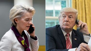 El presidente de Estados Unidos Donald J. Trump junto a la presidenta de la Unión Europea Urzula Von Der Leyen.