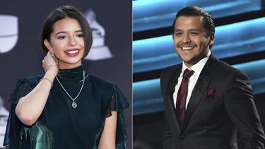 En esta combinación de fotografías Ángela Aguilar, izquierda, y Christian Nodal en la 20 entrega de los Latin Grammy el jueves 14 de noviembre de 2019 en la MGM Grand Garden Arena en Las Vegas. Nodal y Aguilar lanzaron su sencillo Dime cómo quieres el 13 de noviembre de 2020.