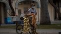 Un hombre con una mascarilla protectora vende ajos y cebollas en La Habana, Cuba, el jueves 30 de diciembre de 2021, en medio de la nueva pandemia de coronavirus. 