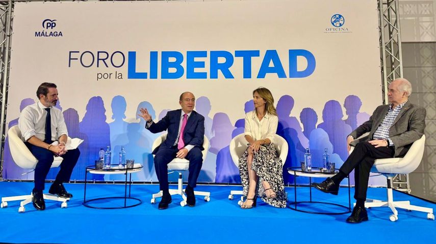 Cayetana Álvarez de Toledo, el expresidente mexicano Felipe Calderón y Antonio Ledezma en el Foro Por La Libertad de Málaga