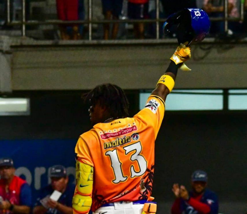 El grandeligas venezolano Ronald Acuña durante el juego con los Tiburones de La Guaira&nbsp;