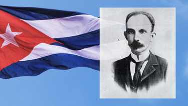 José Martí y la bandera cubana.&nbsp;
