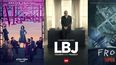 En esta combinación de fotos, el arte promocional de la serie The Marvelous Mrs. Maisel, que regresa en una nueva temporada el 18 de febrero en Amazon; LBJ: Triumph and Tragedy, un documental de dos partes sobre Lyndon Baines Johnson que se transmite el 20 y 21 de febrero por CNN, y la serie de terror y ciencia ficción From, que llega el 20 de febrero a Epix.&nbsp;