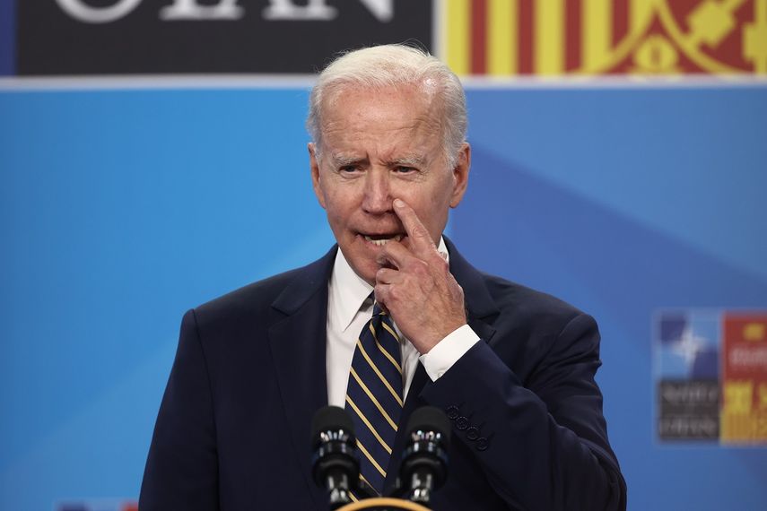 El presidente de Estados Unidos, Joe Biden, interviene en una rueda de prensa en la segunda y última jornada de la Cumbre de la OTAN 2022 en el Recinto Ferial IFEMA MADRID, a 30 de junio de 2022, en Madrid (España).&nbsp;&nbsp;