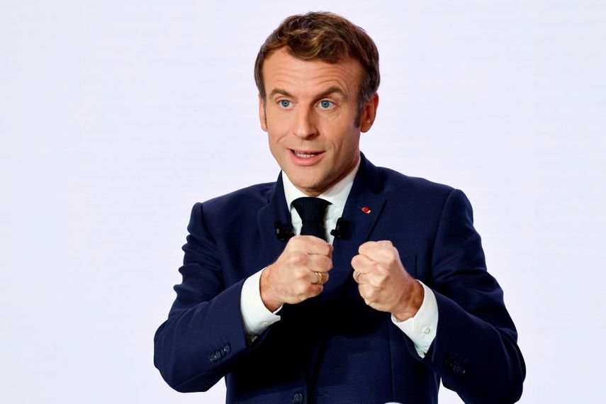 El presidente francés Emmanuel Macron en París el 9 de diciembre del 2021.