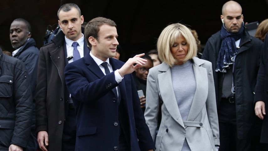 Emmanuel&nbsp;Macron y su esposa, Brigitte Macron.