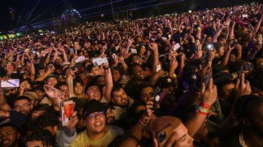El público en el concierto de Travis Scott en el festival Astroworld en el parque NRG el 5 de noviembre de 2021 en Houston.