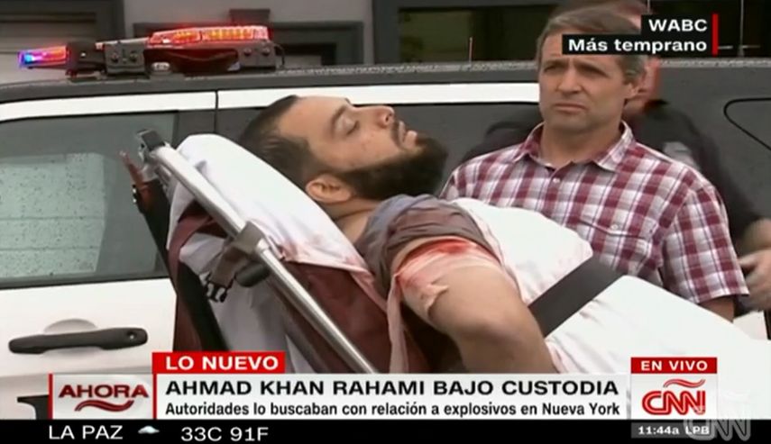 Captura de video de la transmisión de la televisora CNN en Español que muestra un momento posterior a la captura de&nbsp;Ahmad Khan Rahami.