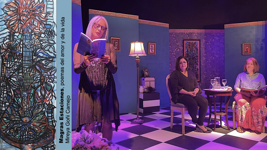 Presentación del poemario de Mireya Goñi en el teatro Artefactus, con la participación de Nitsy Grau y Belkis Proenza.