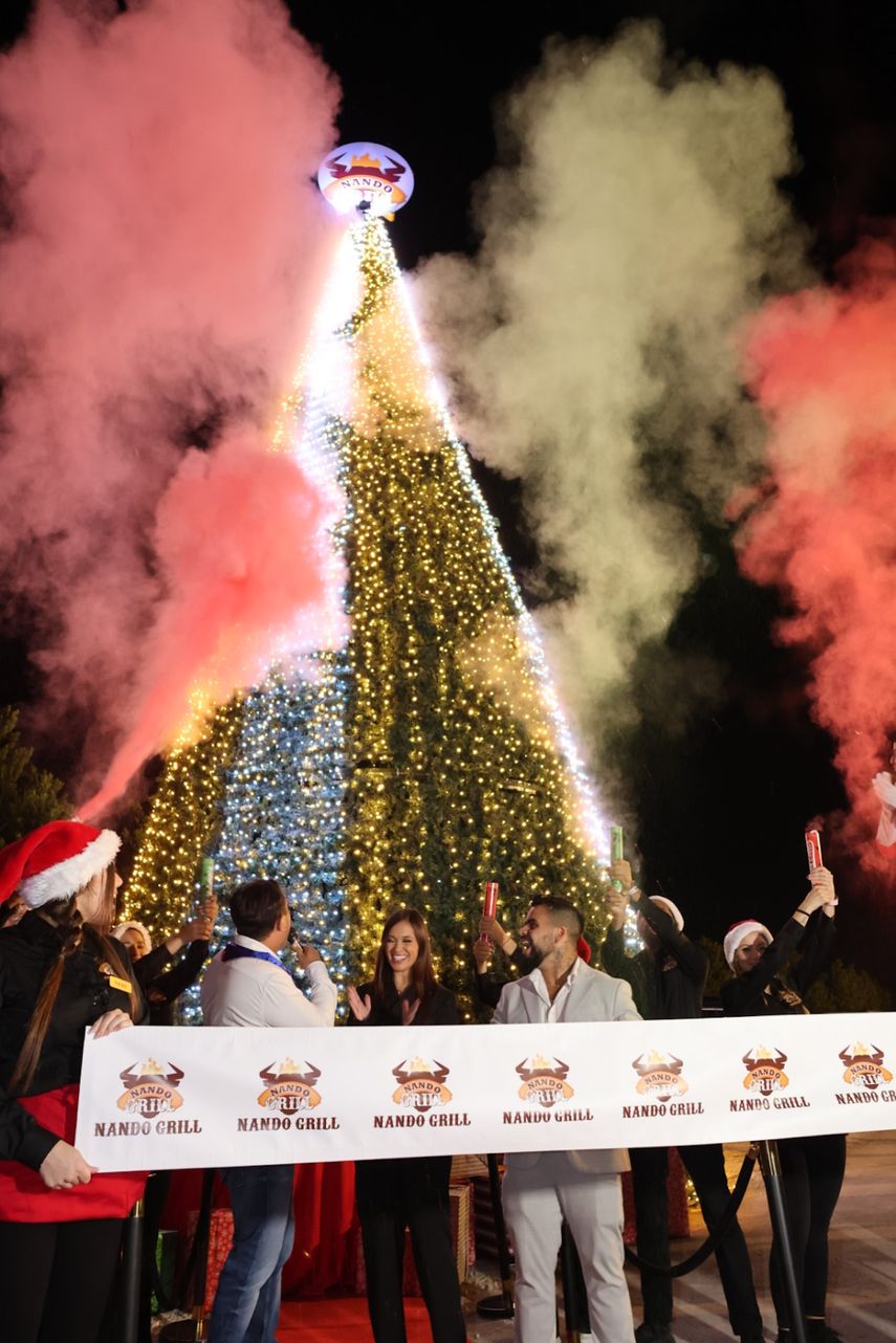 Momento del encendido del árbol navideño.