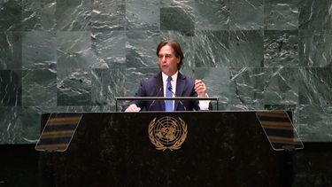 El presidente de Uruguay Luis Lacalle Pou durante su comparecencia en la ONU. 26 de septiembre de 2024.