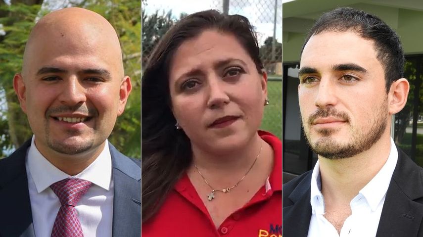 De izquierda a derecha: el candidato Jes&uacute;s Tundidor y los concejales de Hialeah M&oacute;nica P&eacute;rez y Oscar de la Rosa.