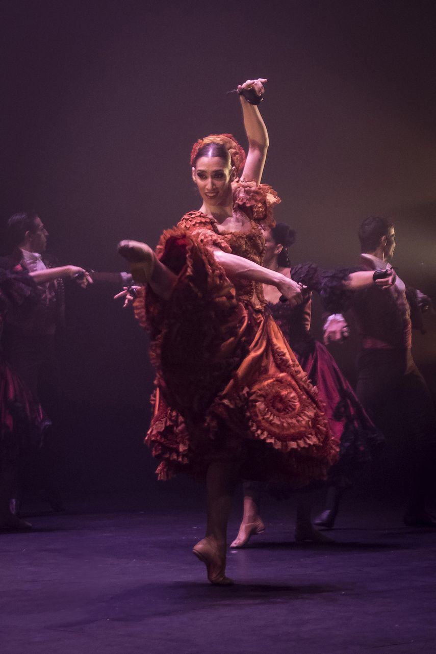 Puesta en escena del Ballet Nacional de España, que actúa en la edición 2024 del Festival de Flamenco de Miami.&nbsp;
