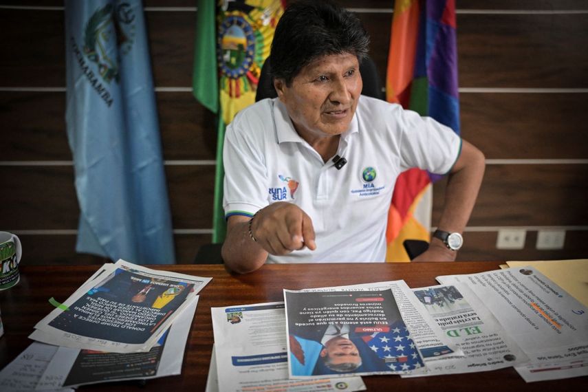 Evo Morales habla en una entrevista en Lauca Ene, provincia de Tiraque, departamento de Cochabamba, Bolivia.