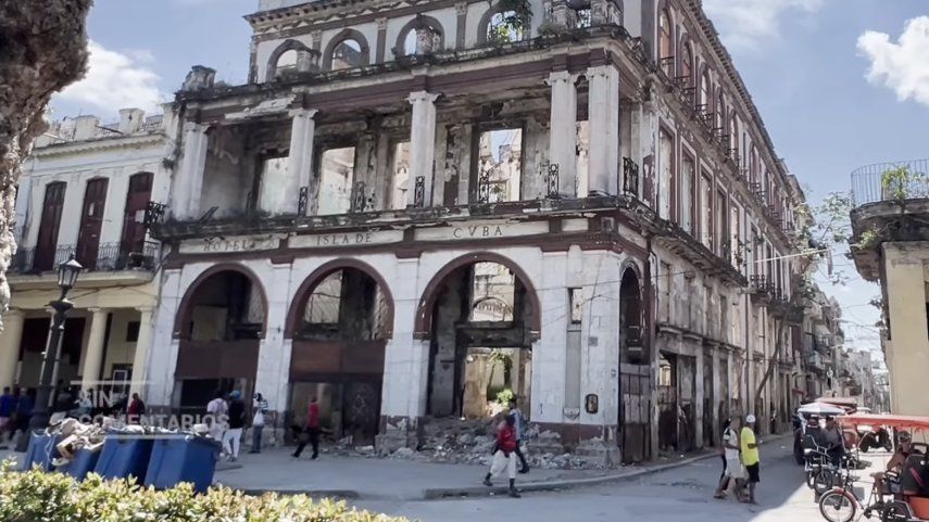 Captura de pantalla de un video DDC TV que muestra el estado del hotel Isla de Cuba, en La Habana.&nbsp;