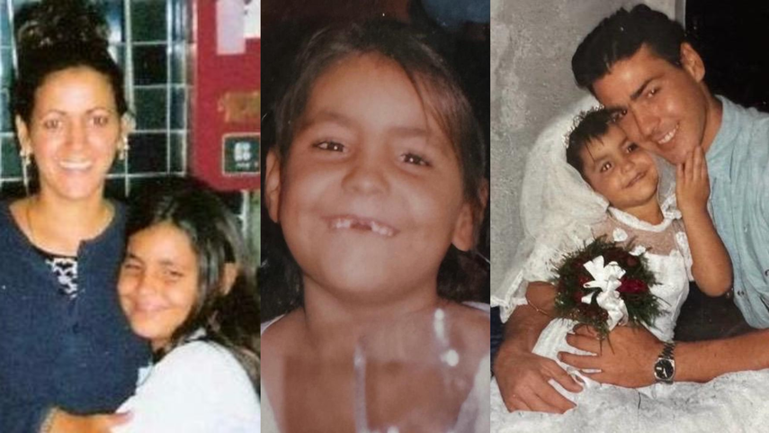 Rachel León, de niña, con sus padres.&nbsp;
