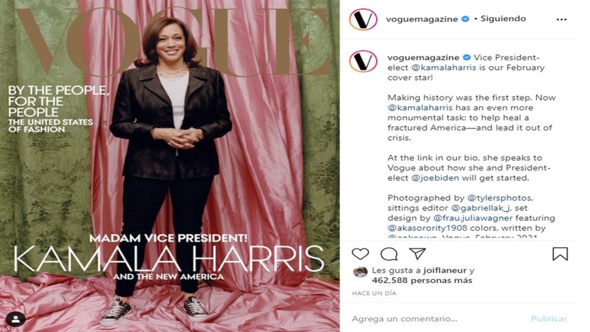 La nueva vicepresidenta de los EEUU, Kamala Harris, posa para la revista Vogue.