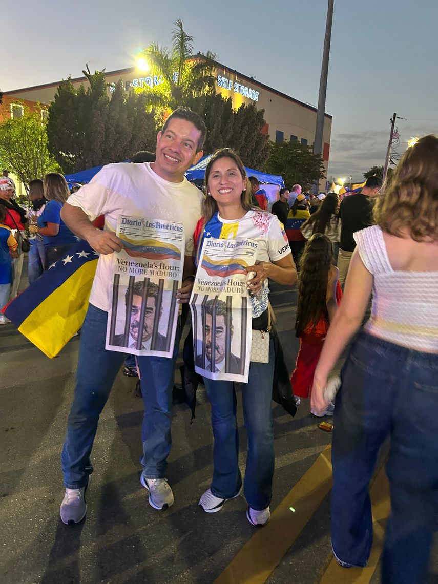 Venezolanos en Miami celebran la captura de Maduro.&nbsp;