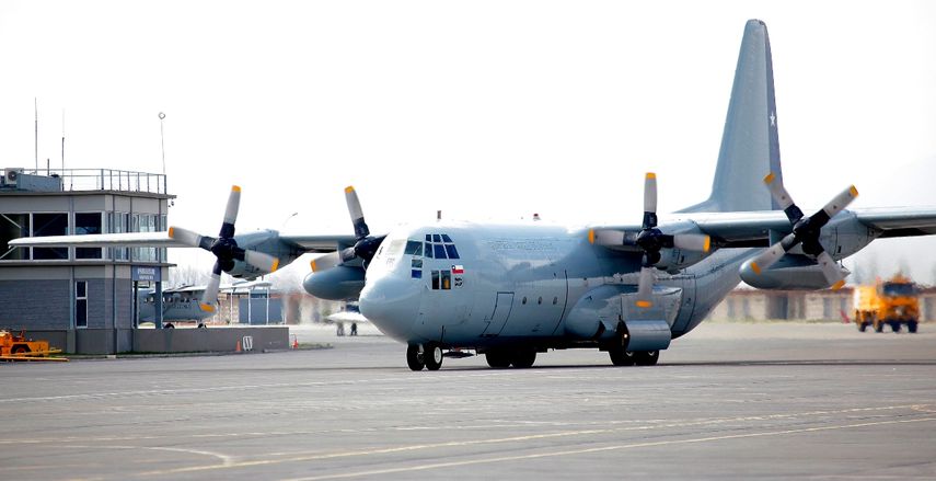 El avion Hercules C -130 de la Fuerza A&eacute;rea de Chile.