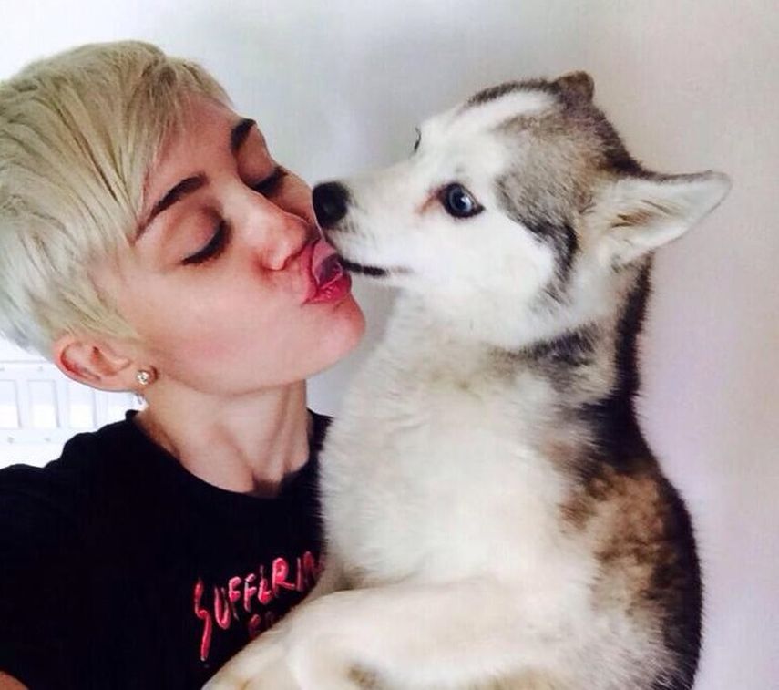 Miley Cyrus y su perro  Floyd. (Facebook)