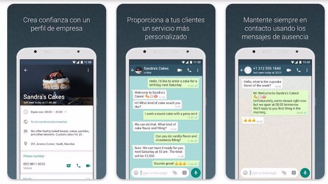 Interfaz de WhatsApp Business.&nbsp;
