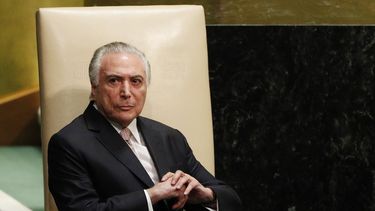 El presidente de Brasil, Michel Temer, en la sede de la ONU en Nueva York, Estados Unidos, el 25 de septiembre de 2018.&nbsp;