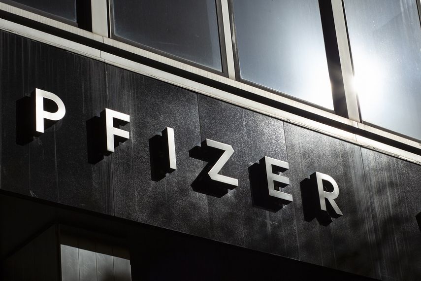 Una vista general de la sede mundial de Pfizer en Nueva York se ve el 9 de noviembre de 2020.&nbsp;