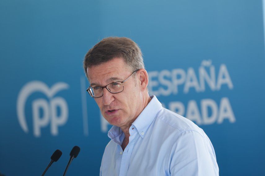 El presidente del Partido Popular, Alberto Núñez Feijóo, clausura un acto sectorial en Valencia sobre sanidad, a 27 de junio de 2023, en Valencia, Comunidad Valenciana (España). Durante el evento, hay una mesa redonda sobre salud mental y enfermedades raras.&nbsp;