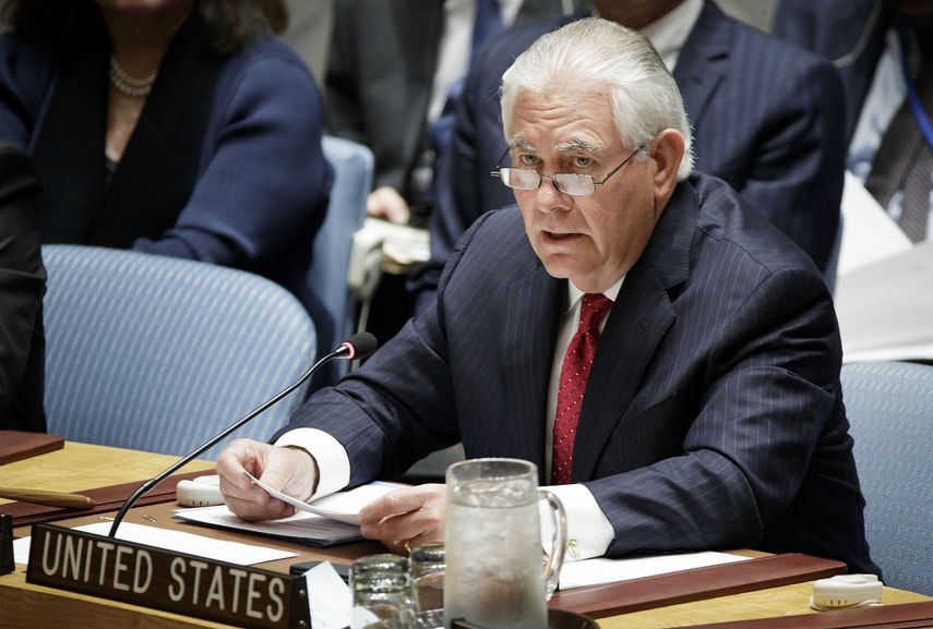 El secretario de Estado de EEUU, Rex Tillerson, asiste a la reunión del Consejo de Seguridad de la ONU sobre&nbsp;Corea&nbsp;del&nbsp;Norte&nbsp;que se celebra hoy en Nueva York.
