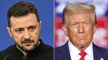 El presidente de Ucrania Volodimir Zelenski y el presidente electo de Estados Unidos Donald Trump.