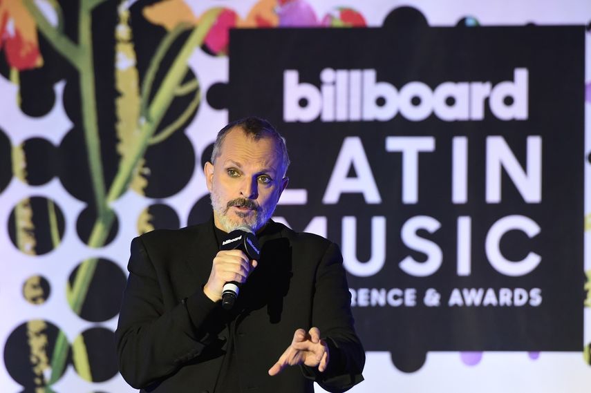 El músico español Miguél Bosé durante la pasada conferencia de los Latin Billboard, en Miami Beach.&nbsp;