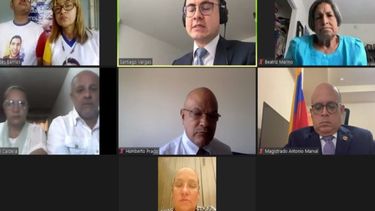 Familiares de víctimas de violaciones de derechos humanos participan en el foro “Las víctimas le hablan al fiscal de la CPI Karim Khan”, organizado por el Gobierno Legítimo de Venezuela.