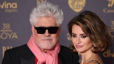 La actriz Penélope Cruz y el director Pedro Almodóvar posan en la alfombra roja previa a la gala de la 38 edición de los Premios Goya, en el Auditorio Feria de Valladolid, el 10 de febrero de 2024, en Valladolid, Castilla y León (España).