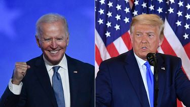 Collage con imágenes del presidente electo Joe Biden y el presidente Donald Trump.&nbsp;
