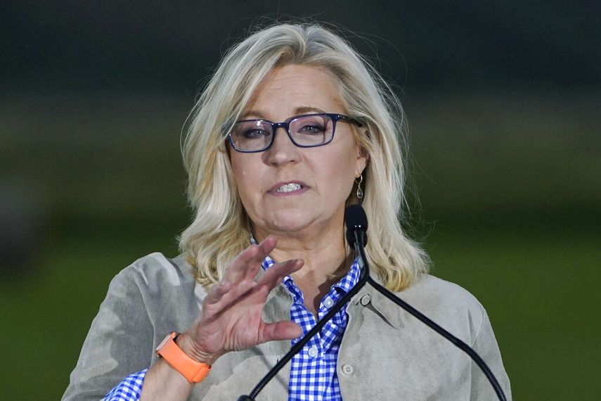 La exrepresentante republicana Liz Cheney en un acto en Jackson, Wyoming.