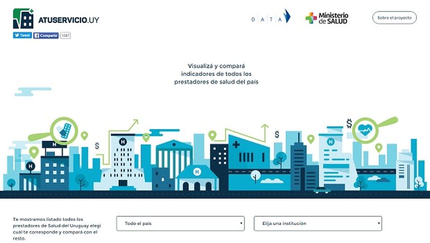 Captura de pantalla del portal ATuServicio.uy, que permite el acceso directo a los indicadores de rendimiento de cada servicio de salud. (CORTESÍA)