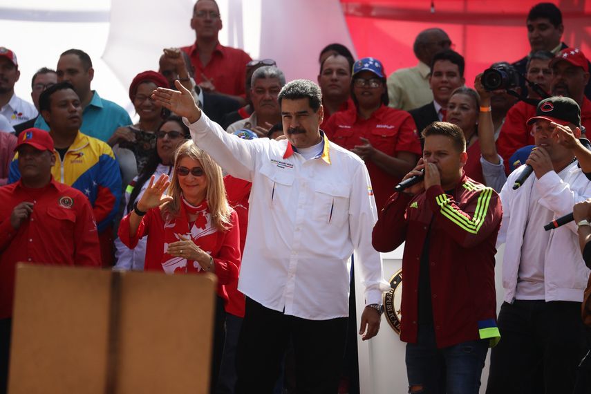 Maduro durante un acto en el Palacio de Miraflores de Caracas convocado para conmemorar el primer aniversario de su victoria en las elecciones presidenciales del 20 de mayo de 2018.