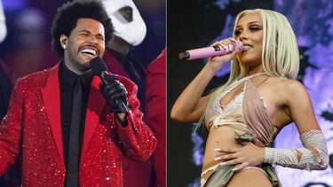 The Weeknd, a la izquierda, canta en el espectáculos del medio tiempo del Super en Tampa, Florida el 7 de febrero de 2021; y Doja Cat canta en el Austin City Limits Music Festival en Austin, Texas, el 2 de octubre de 2021. The Weeknd lidera la lista de finalistas a los Premios Billboard de la Música con 17 menciones, seguido por Doja Cat, que recibió 14.&nbsp;