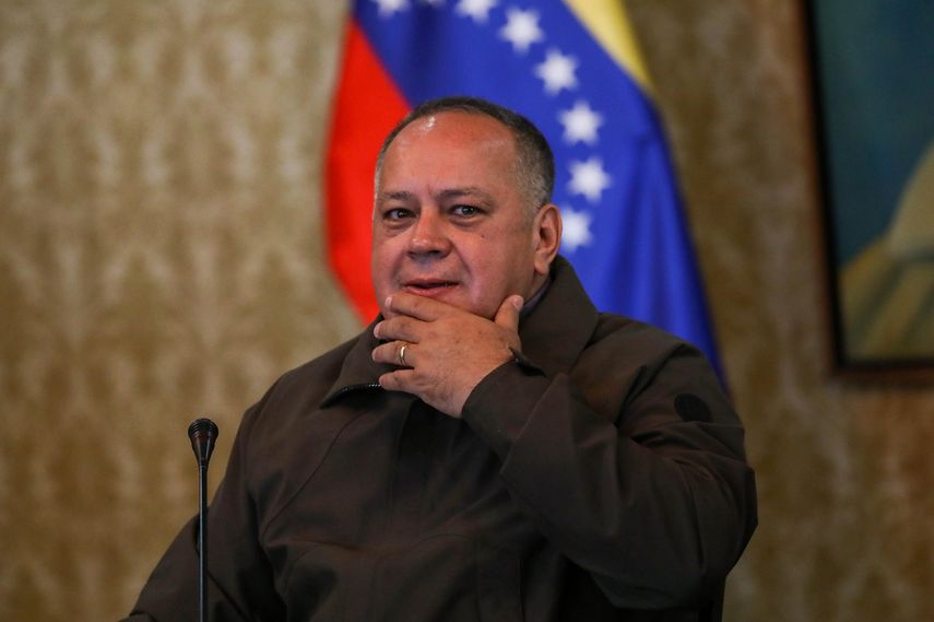 Diosdado Cabello, uno de los hombres de confianza del dictador Nicolás Maduro, en una imagen de archivo fechada en junio de 2018 en Caracas, Venezuela.&nbsp;