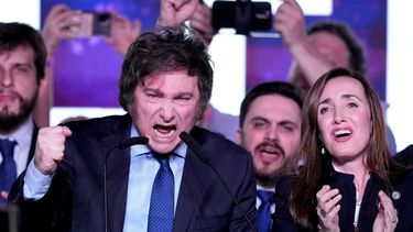 Javier Milei, tras conocer que fue el candidato con más votos en las elecciones primarias en Argentina.
