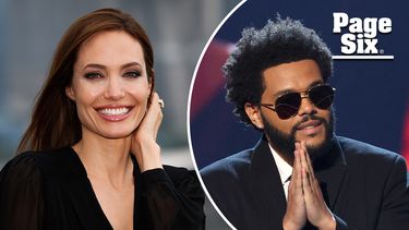 Captura de pantalla del canal de YouTube del medio Page Six que muestra un collage de The Weeknd y Angelina Jolie.&nbsp;