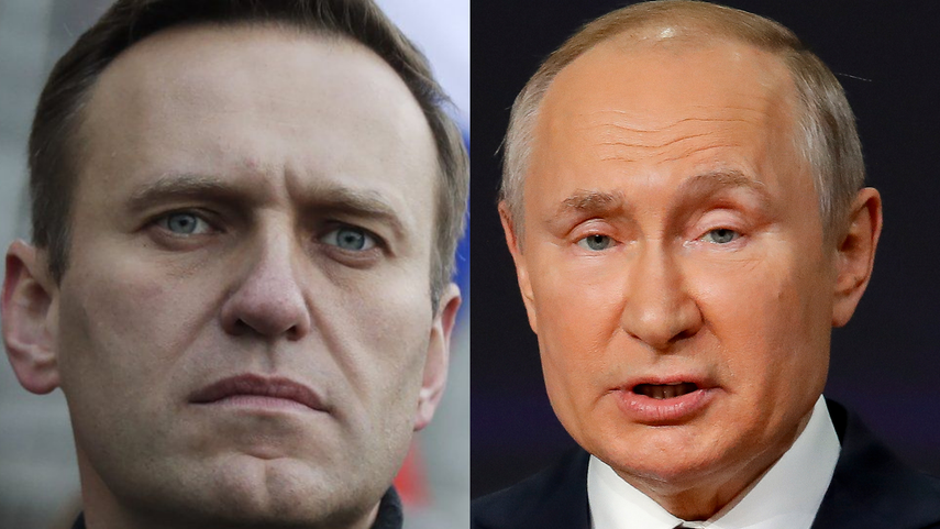 De izquierda a derecha, el activista opositor ruso Alexei Navalny y el gobernante Vladimir Putin.