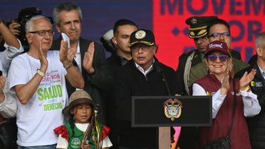 El presidente de Colombia, Gustavo Petro, en un discurso frente a sus simpatizantes en Bogotá.