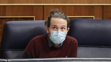Pablo Iglesias, durante el pleno del Congreso espa&ntilde;ol.