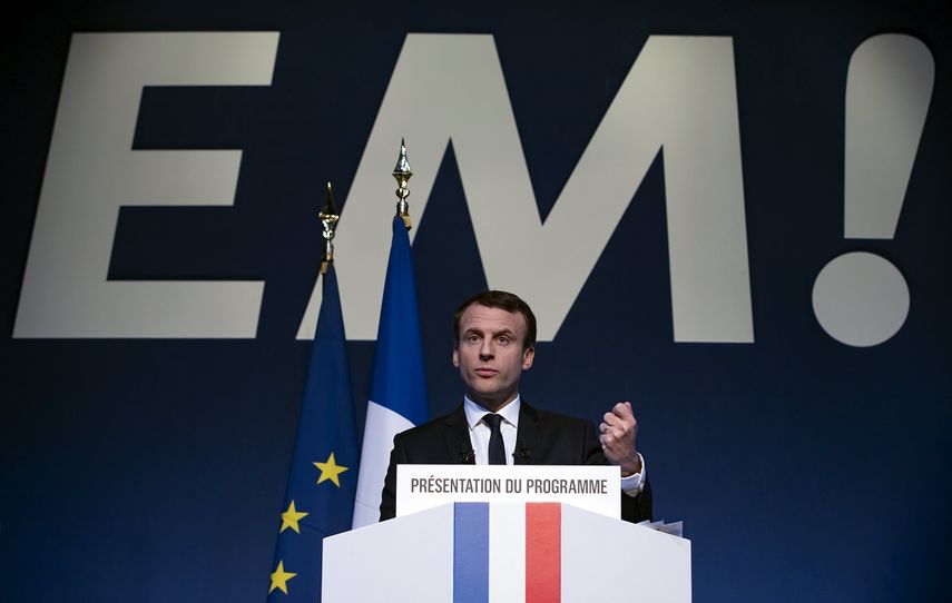 El candidato a la Presidencia francesa,&nbsp;Emmanuel&nbsp;Macron, durante una rueda de prensa en París.