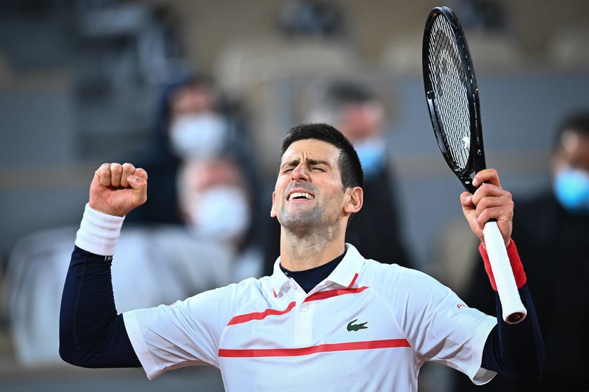 El serbio Novak&nbsp;Djokovic,&nbsp;n&uacute;mero&nbsp;1 del mundo, celebra el mi&eacute;rcoles 7 de octubre de 2020 tras vencer 4-6, 6-2, 6-3, 6-4 al espa&ntilde;ol Pablo Carre&ntilde;o y obtener su boleto a semifinal