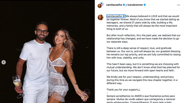 Publicación en conjunto de la influencer Camila Coelho y su expareja Ícaro Brenner