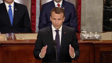 Emmanuel&nbsp;Macron&nbsp;en su discurso en el Congreso de EEUU.&nbsp;